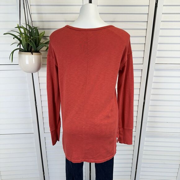 American Giant Premium Slub‎ Crew Tee Long Sleeve Red-Orange Knit Top Size M - Picture 4 of 9